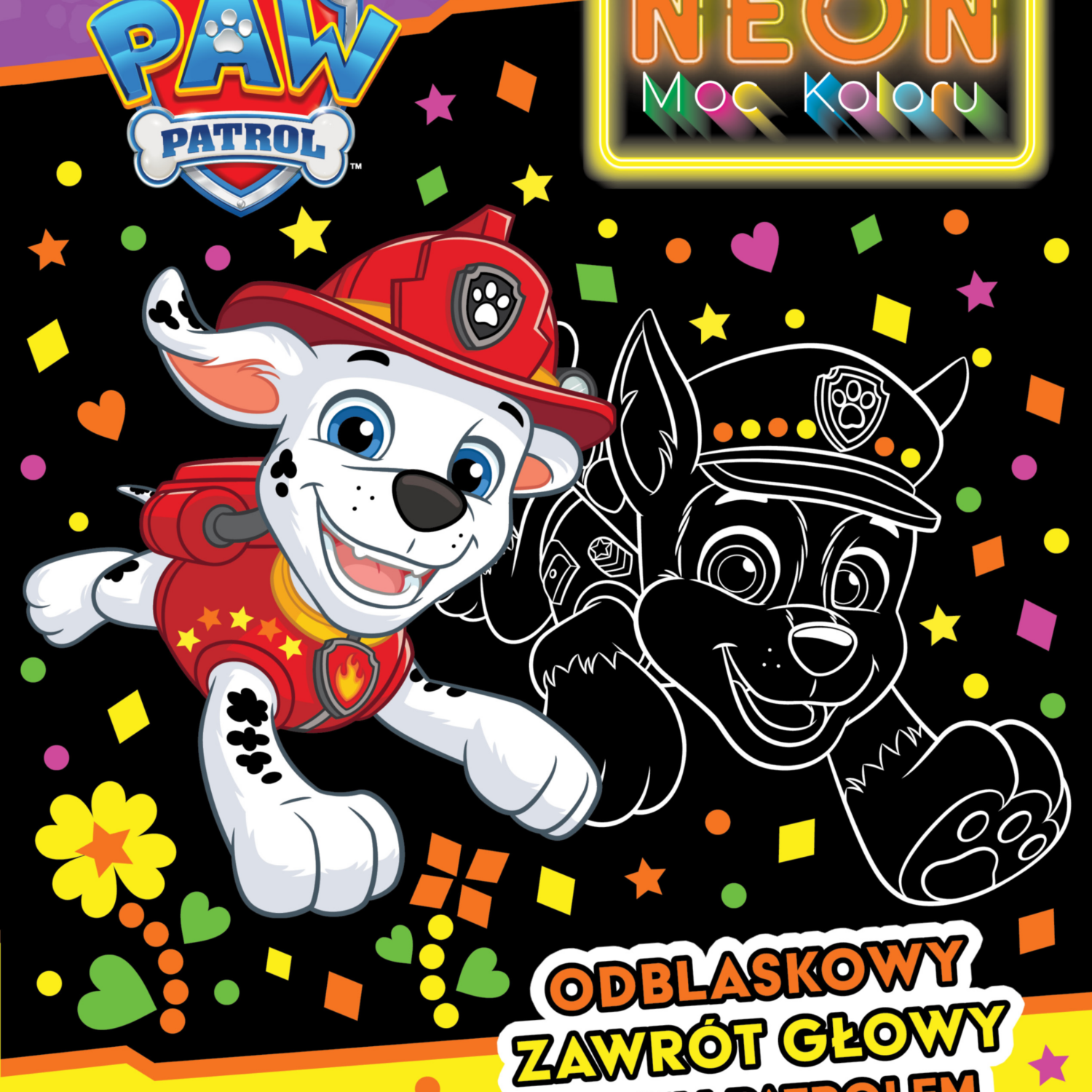 Odblaskowy zawrót głowy z Psim Patrolem. Psi Patrol. Neon. Moc kolorów