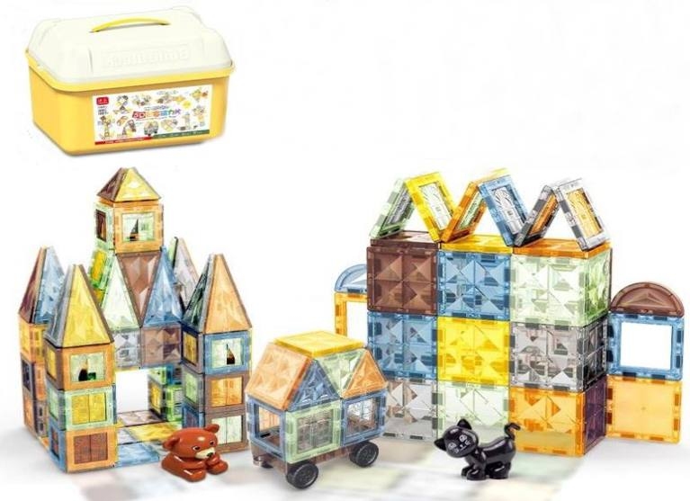 Klocki magnetyczne w skrzynce 108 elementów