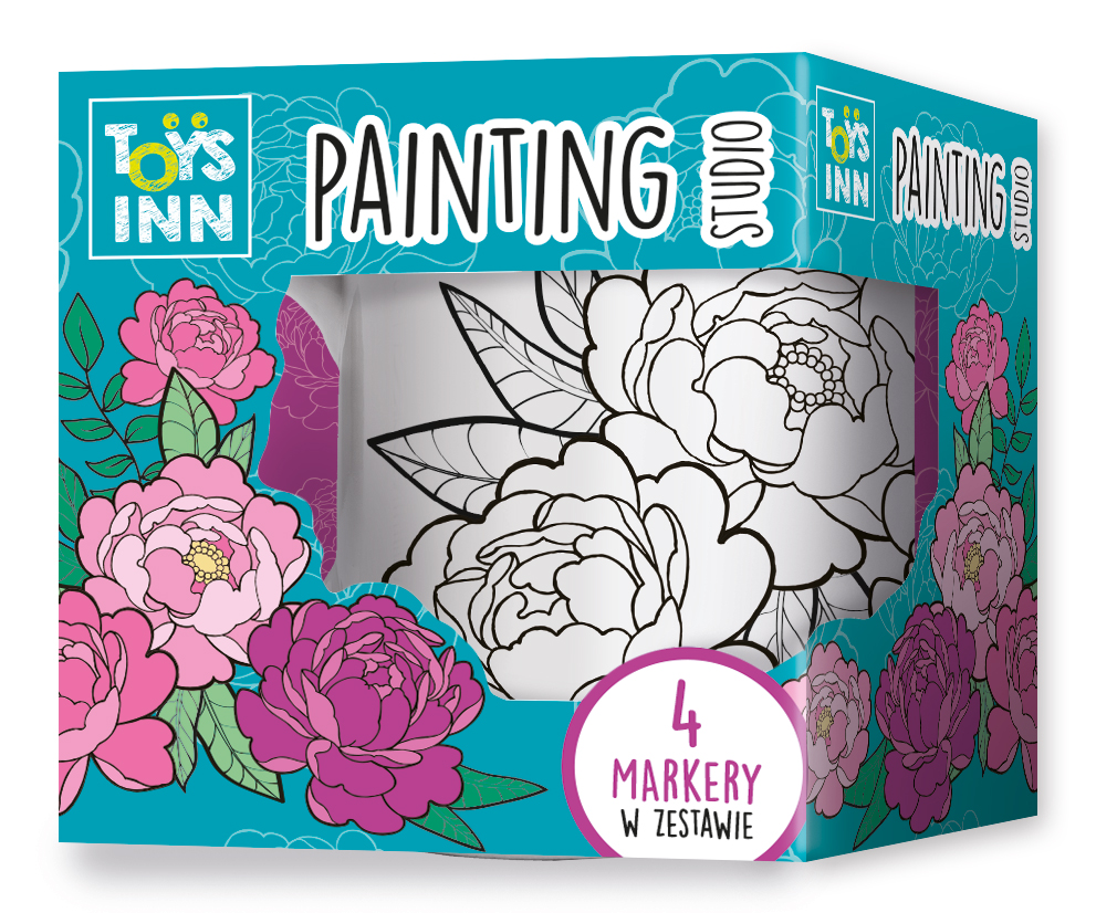 Kubek do kolorowania z markerami peonie ToysInn STN 8363