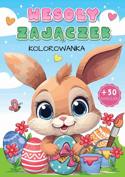 Wesoły zajączek. Kolorowanka